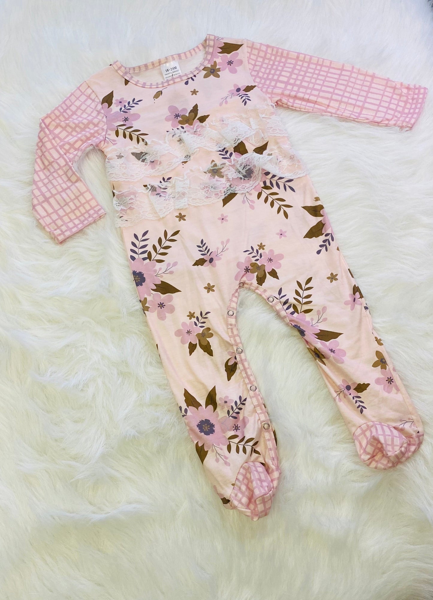 Item 171- Checkered pink flowers