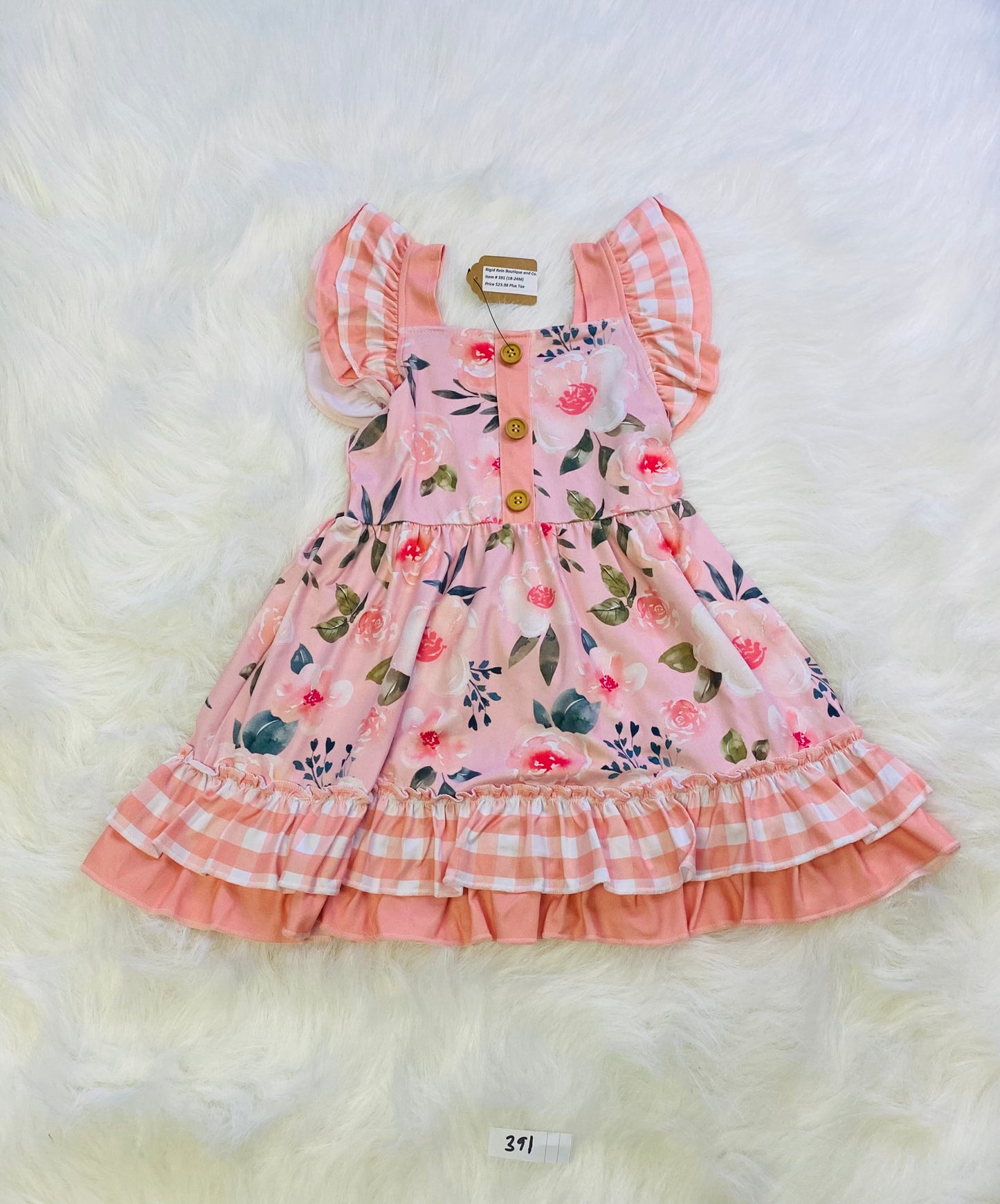 Item 391 Checkered Pink Flower