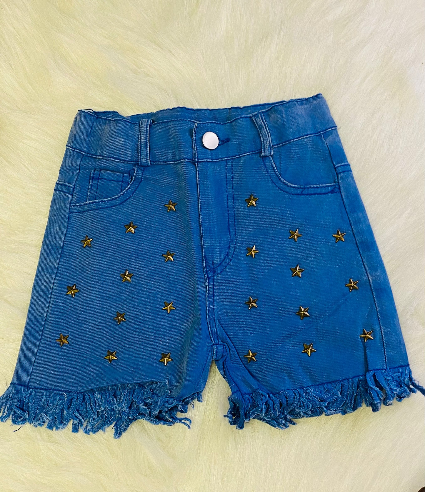 452-Blue Stars Distressed Shorts
