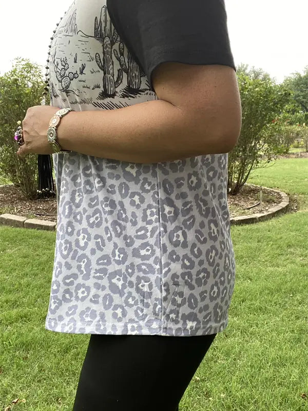 778 Cheetah Print Desert Sunset Top