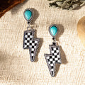 Checkered Lightning Bolt Earrings