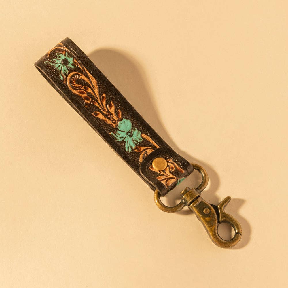 Canyon Feather Hand-Tooled  Key Fob