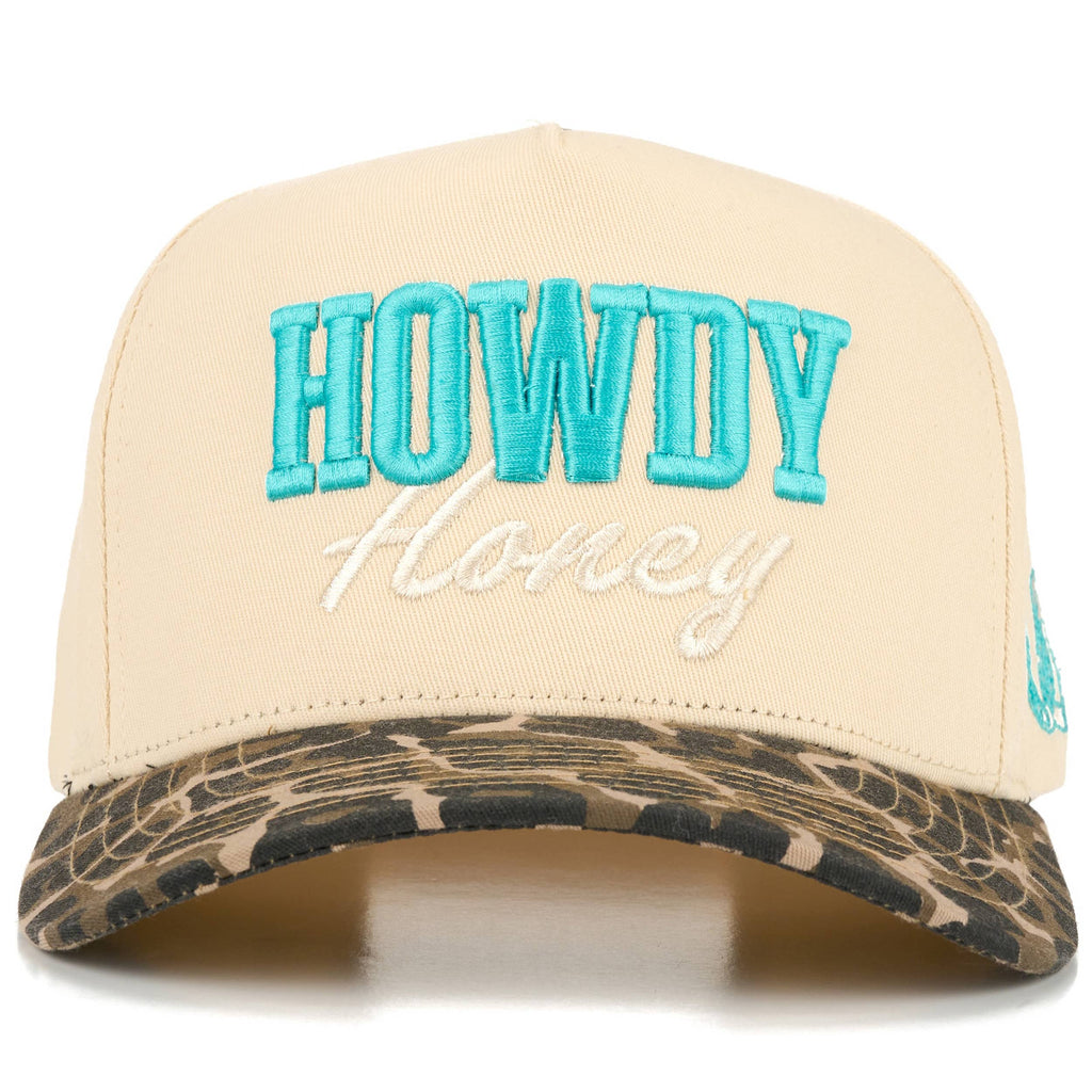 C.C HOWDY HONEY Letter Embroidered on Two Tone Trucker Hat