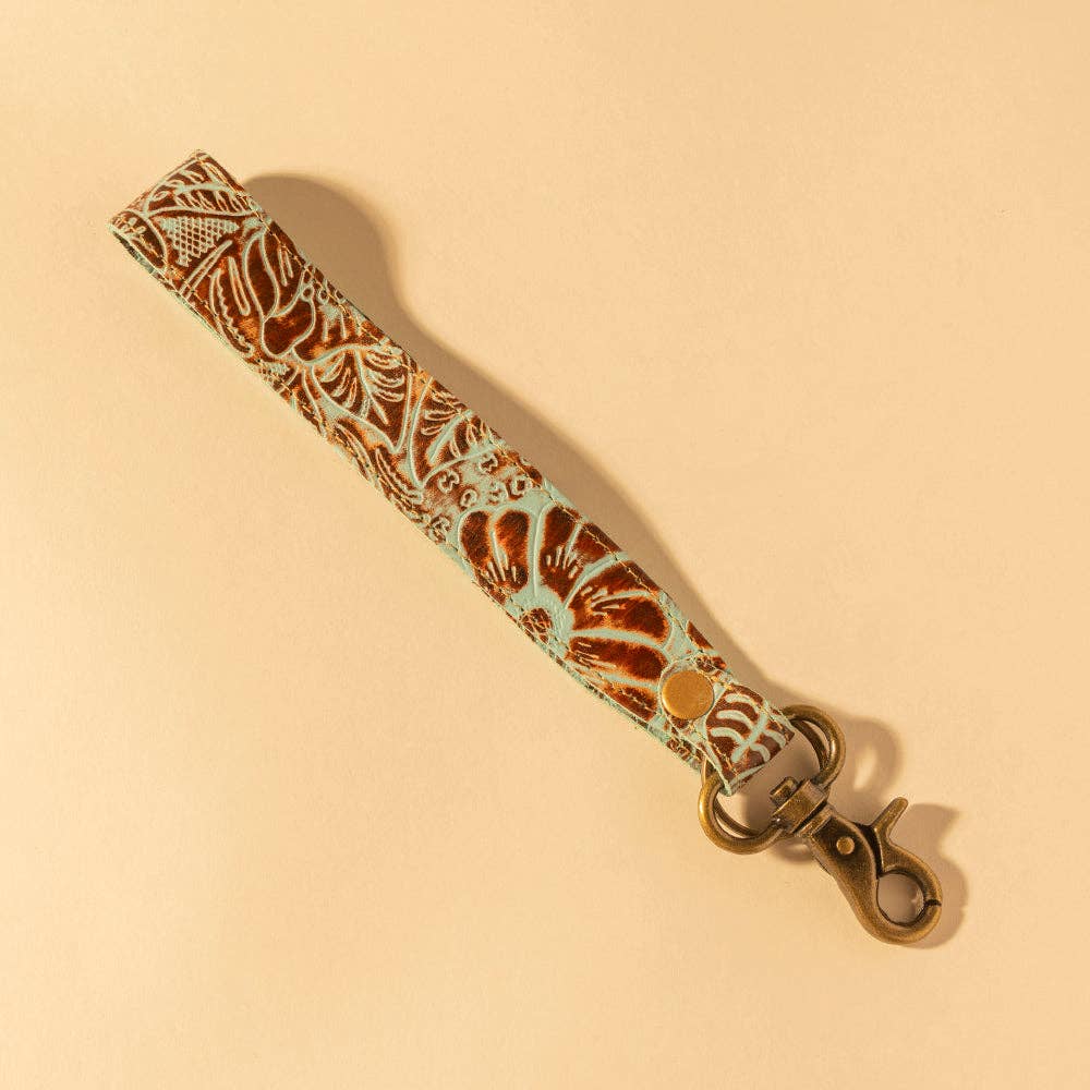 Pathflower Trail Hand-Tooled Key Fob