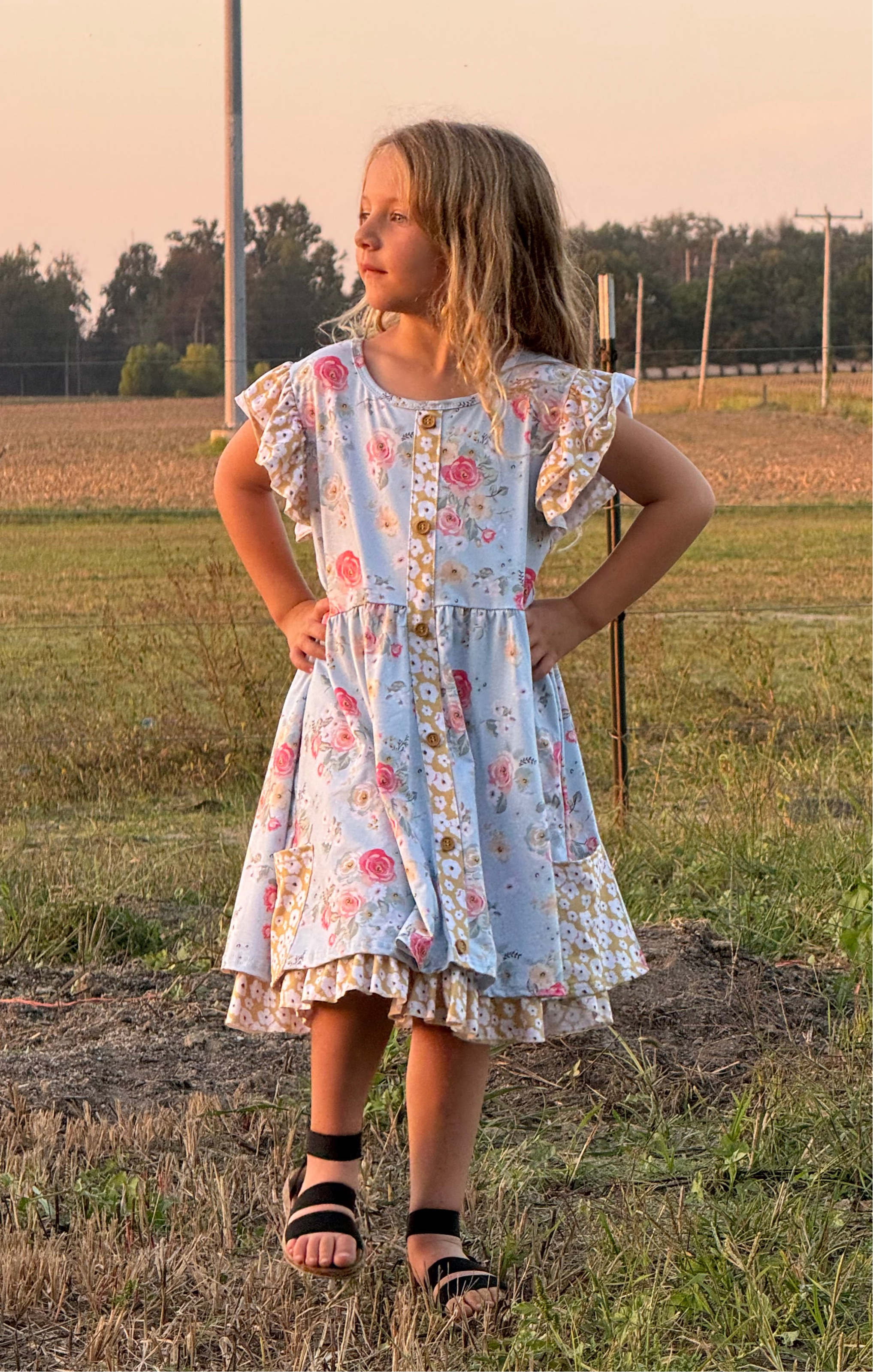 526-Aqua Rose Dress