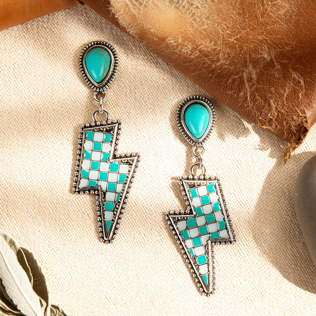Checkered Lightning Bolt Earrings