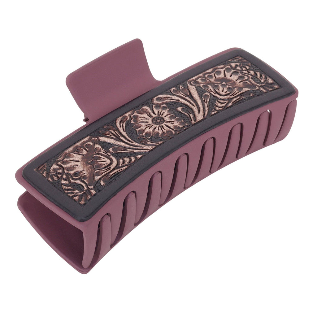 Cindertrail Handtooled Hair Clip in Ebony Cream