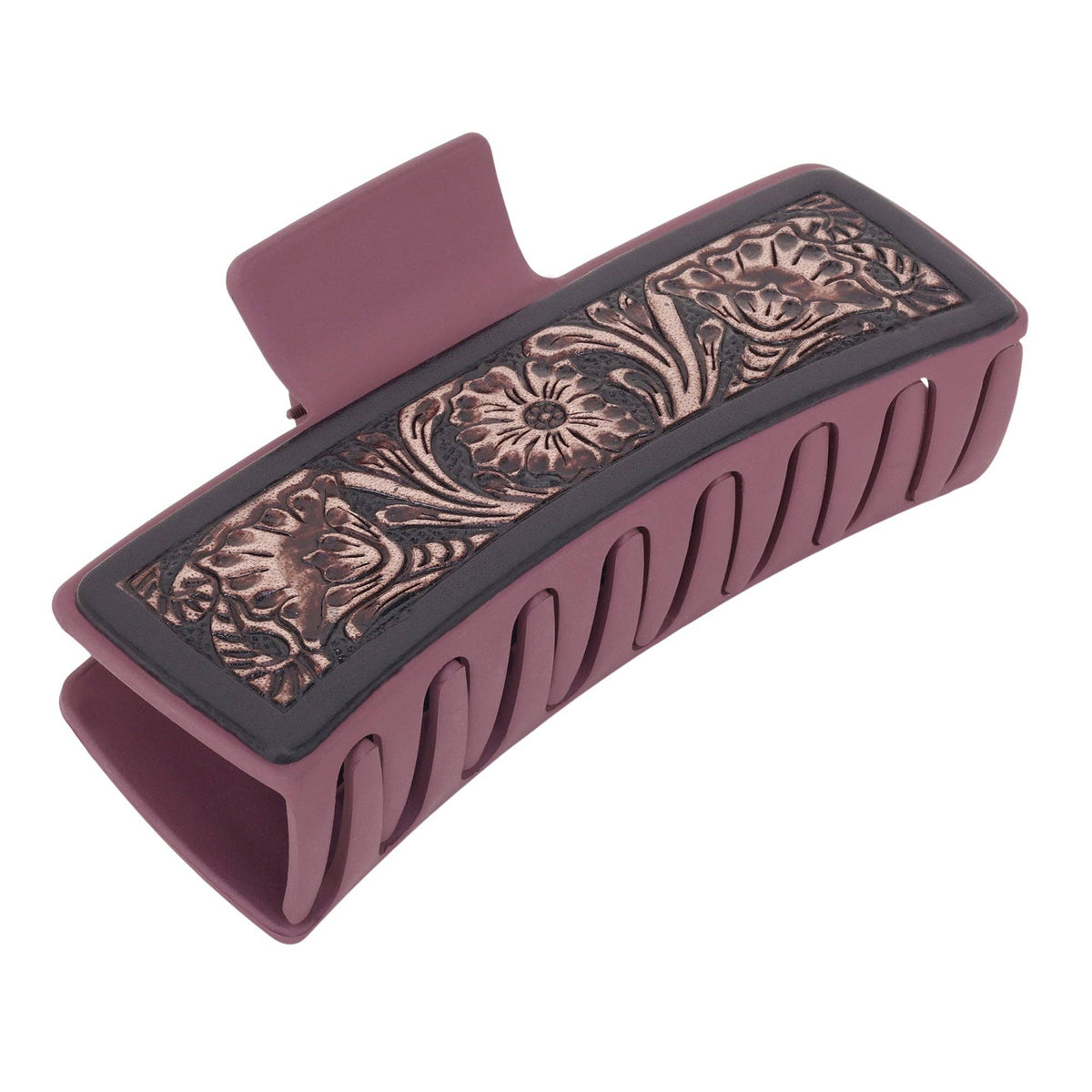 Cindertrail Handtooled Hair Clip in Ebony Cream