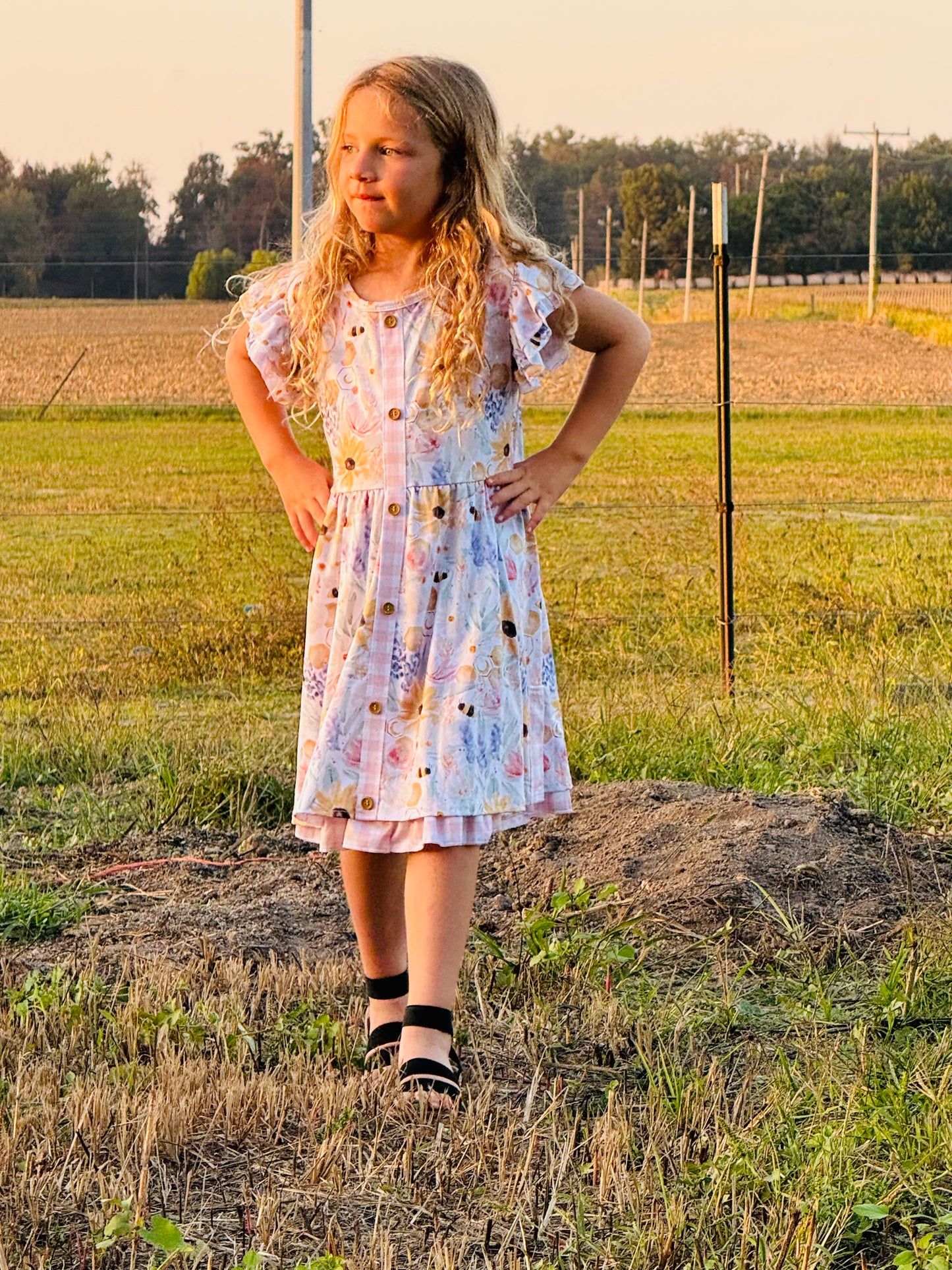 554 Bumble Bees and Flowers Dress