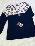336-Cow print black shirt