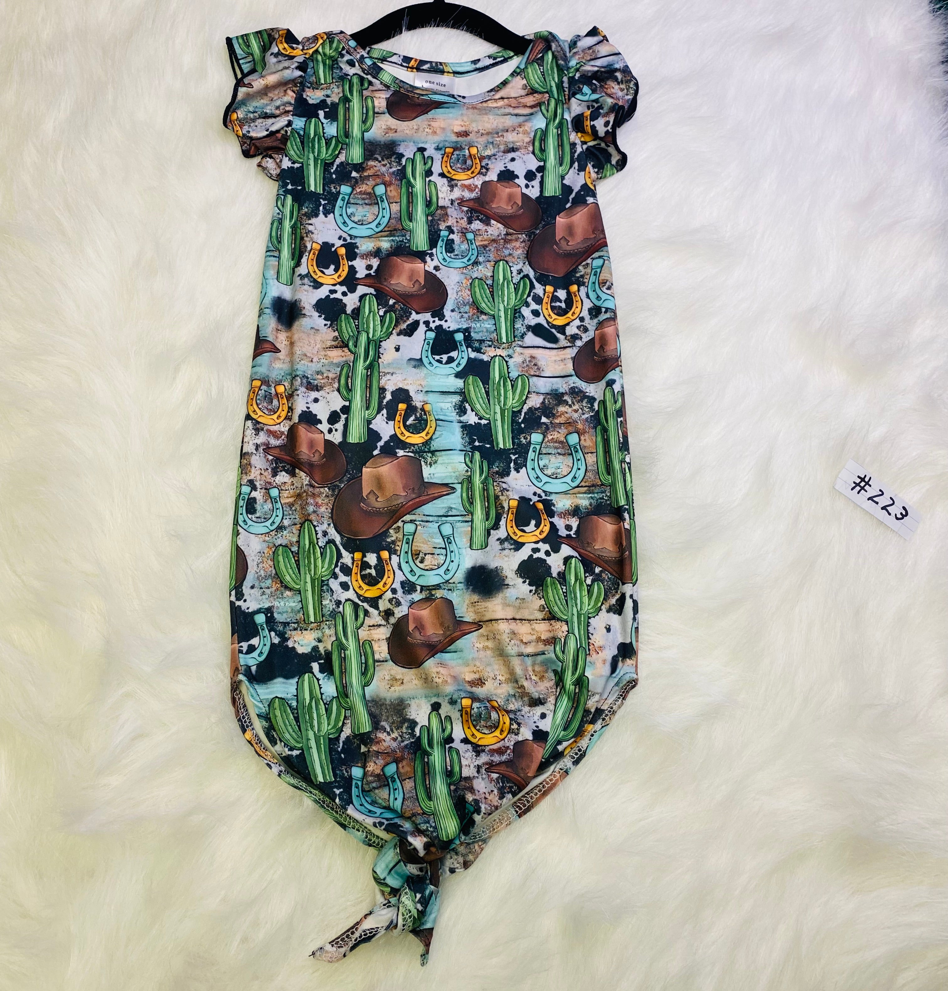 Item 223 Cactus Hat NB Knotted Tie Gown