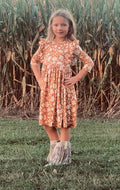 886 Golden Bloom Twirl Dress
