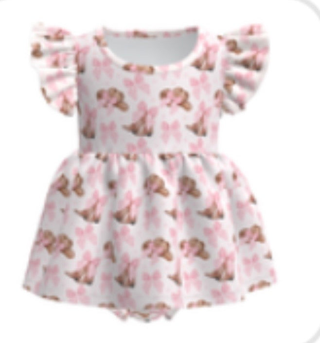 888 Pink Hats and Bows Romper