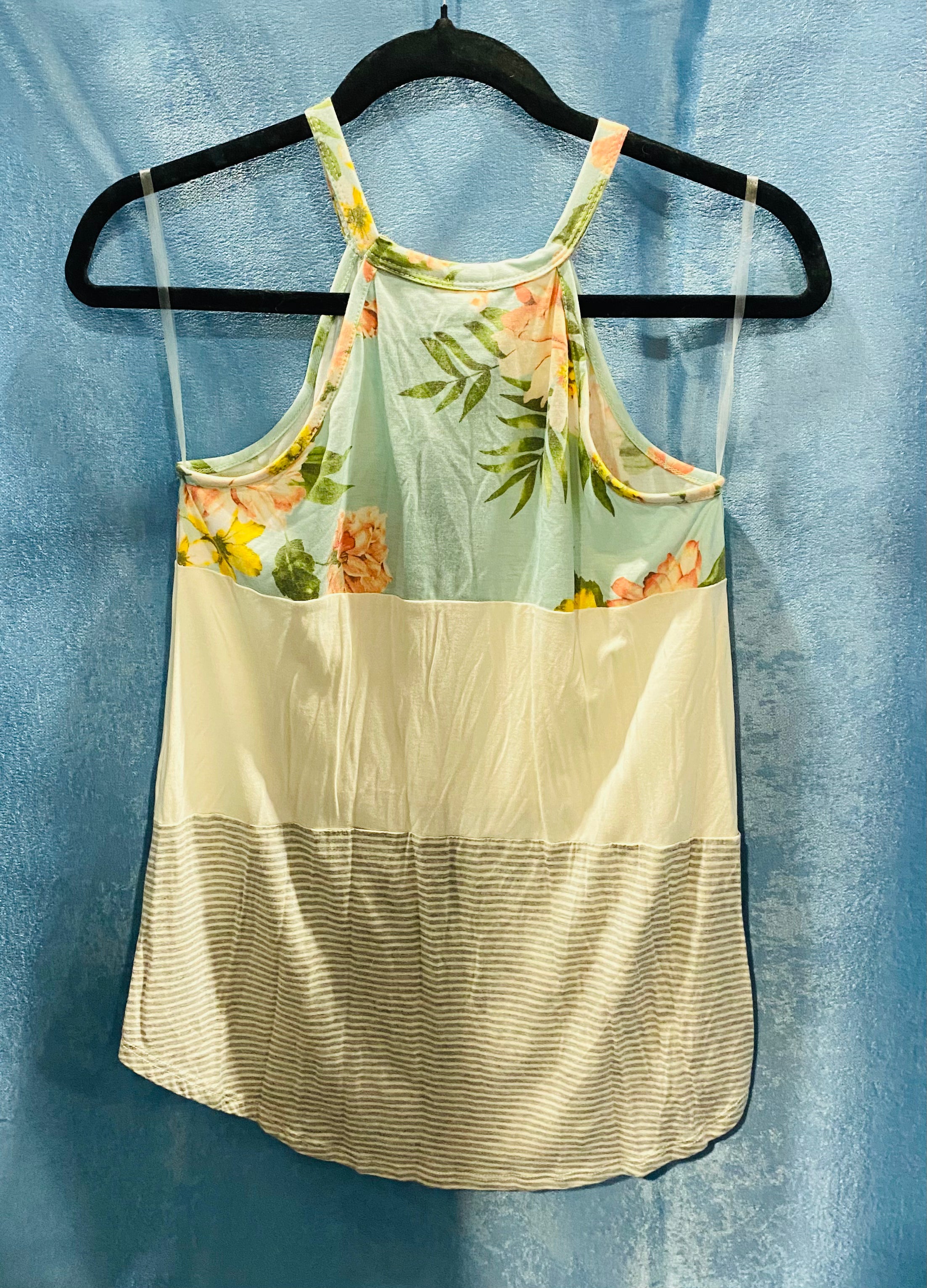 926 Flowers and Stripes Top