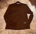 AV1230-GEMMA Brown Solid Mock Mesh Top