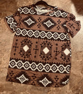1205A Brown & Black Aztec Top