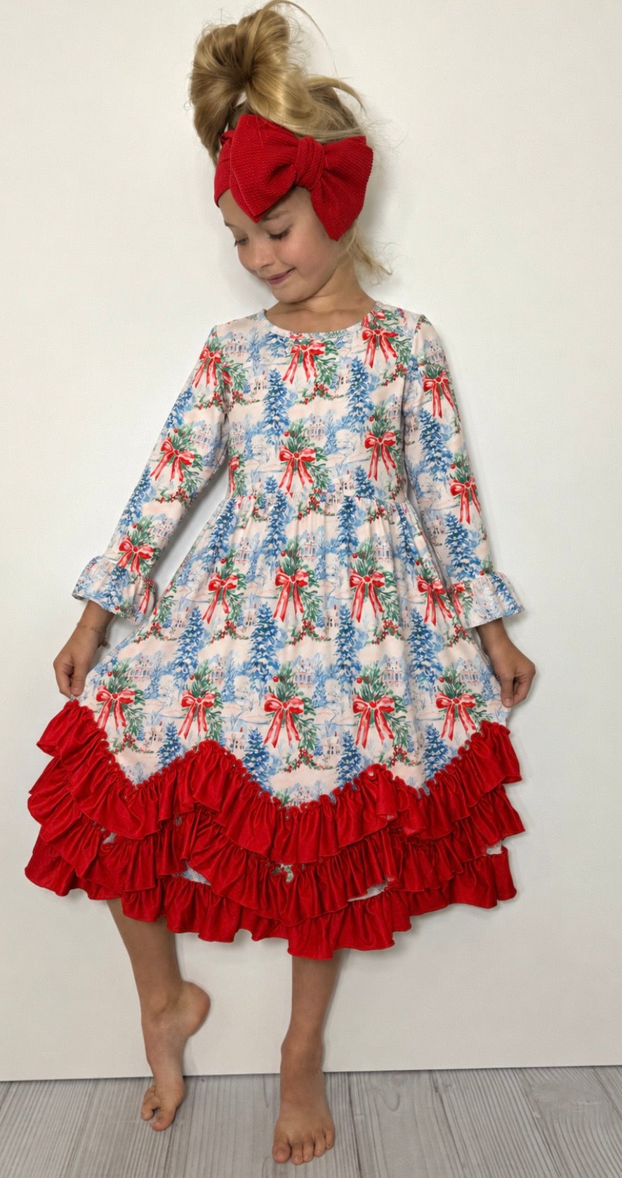 912 Red Bow Winter Maxi Dress