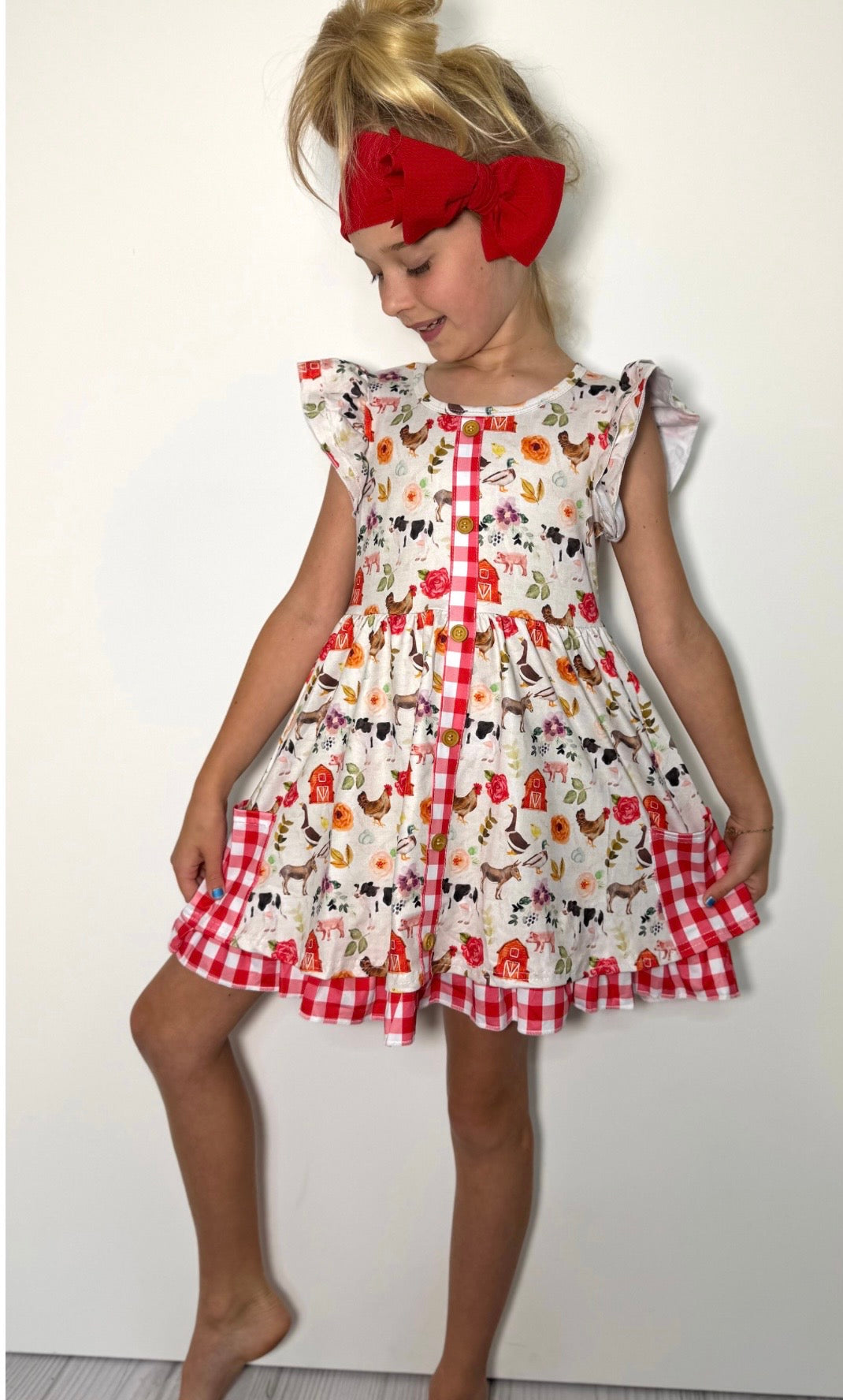 913 Floral Farm Girls Dress