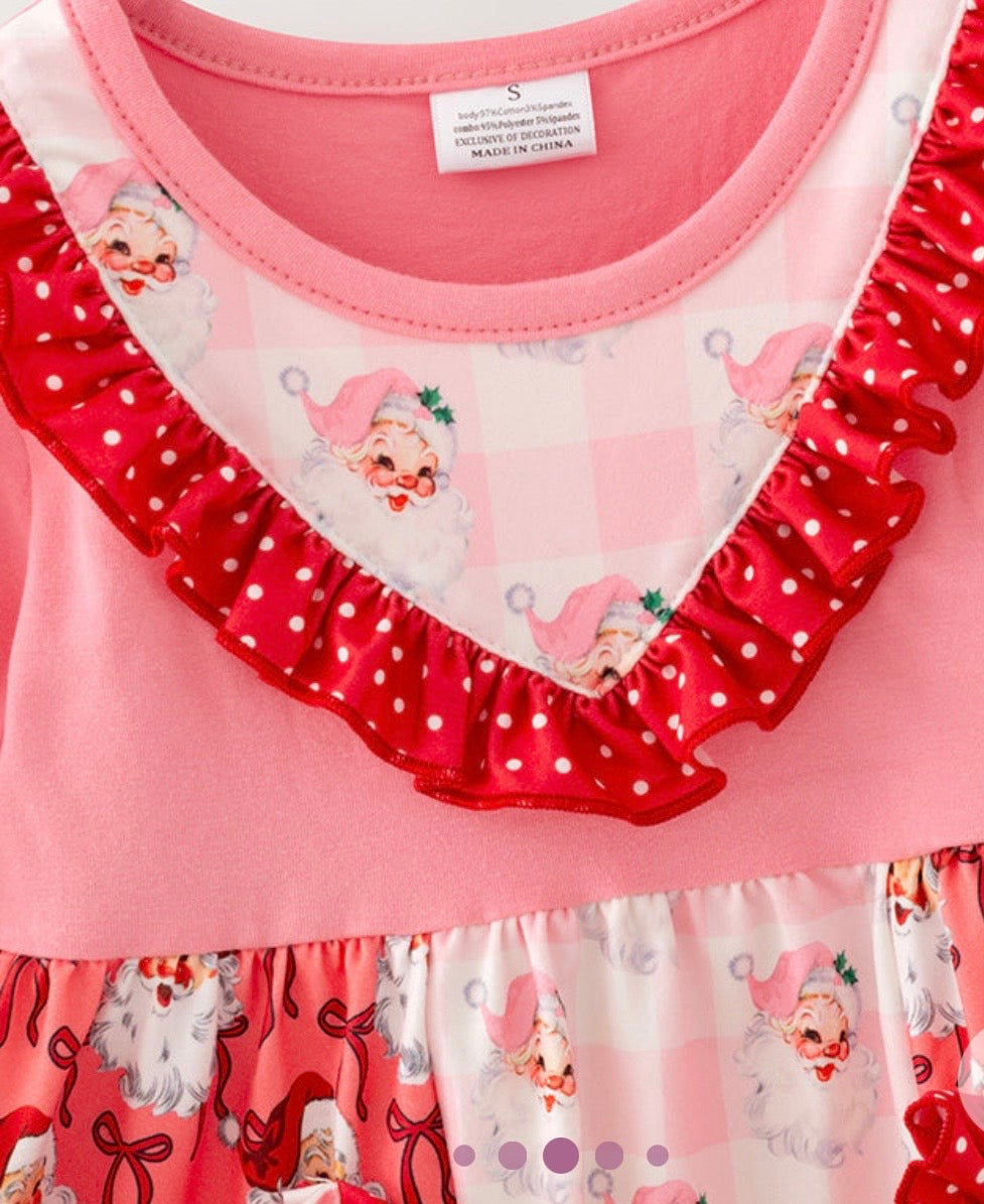 895 Christmas Santa Multi-printed Tunic Bell Set