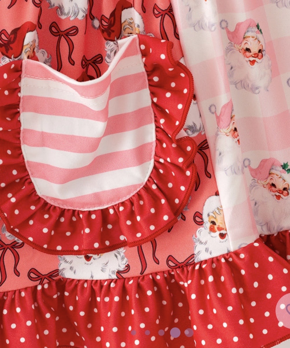895 Christmas Santa Multi-printed Tunic Bell Set