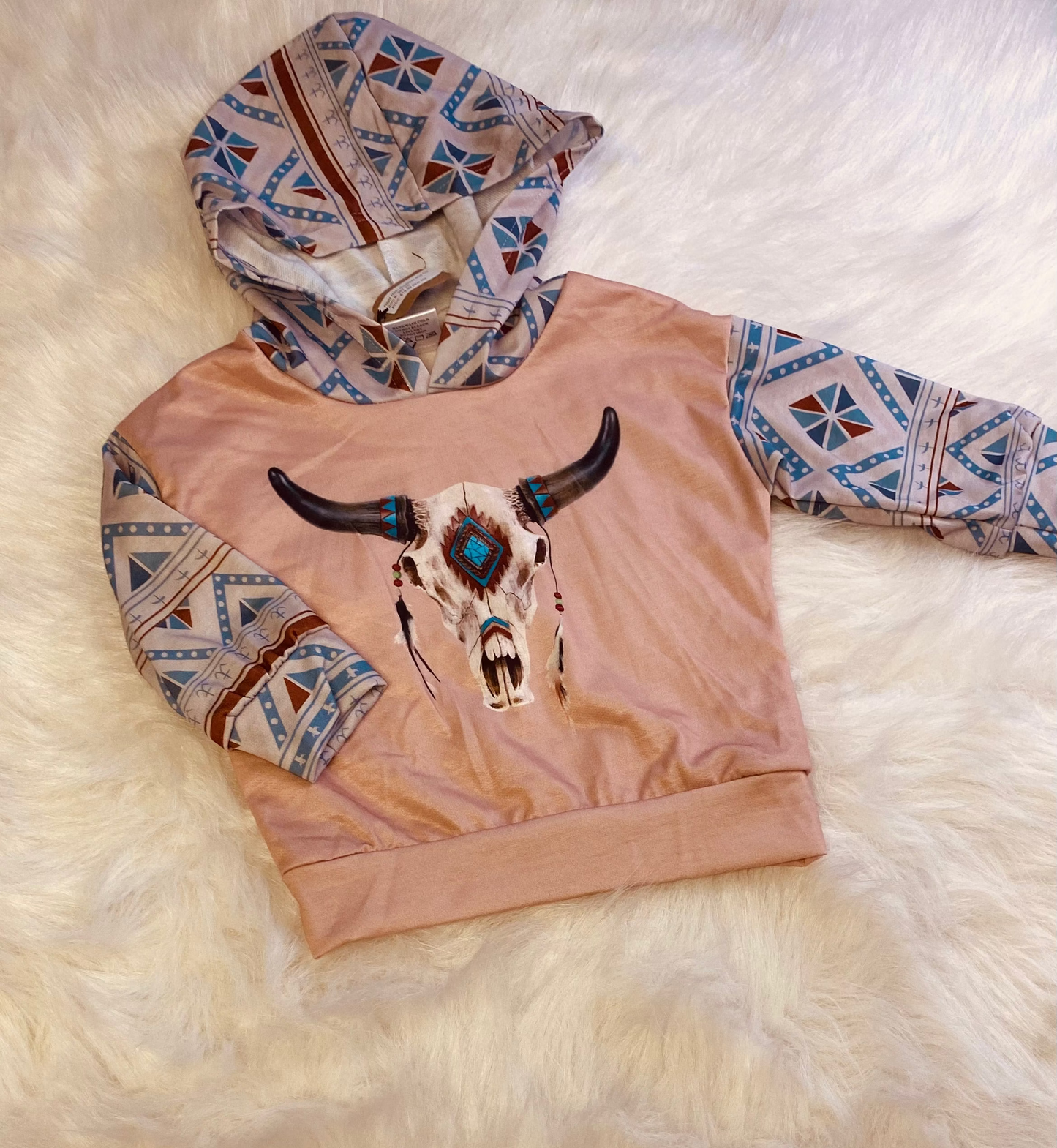 367-Bull Skull Hooded Shirt
