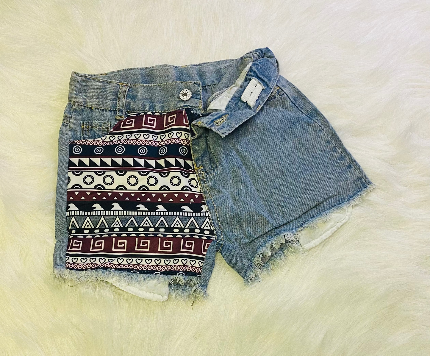 376-Fringe Denim Shorts