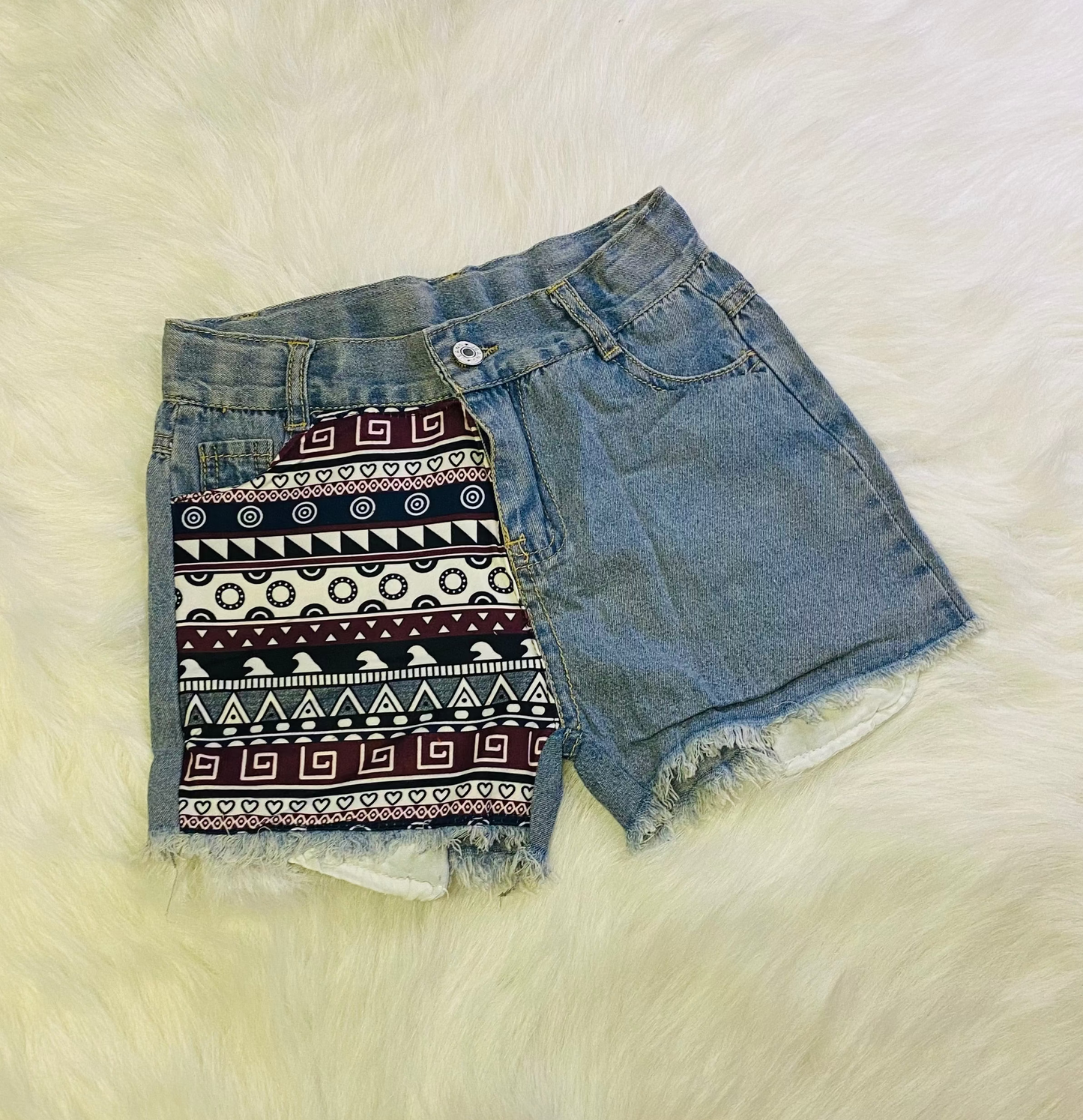 376-Fringe Denim Shorts