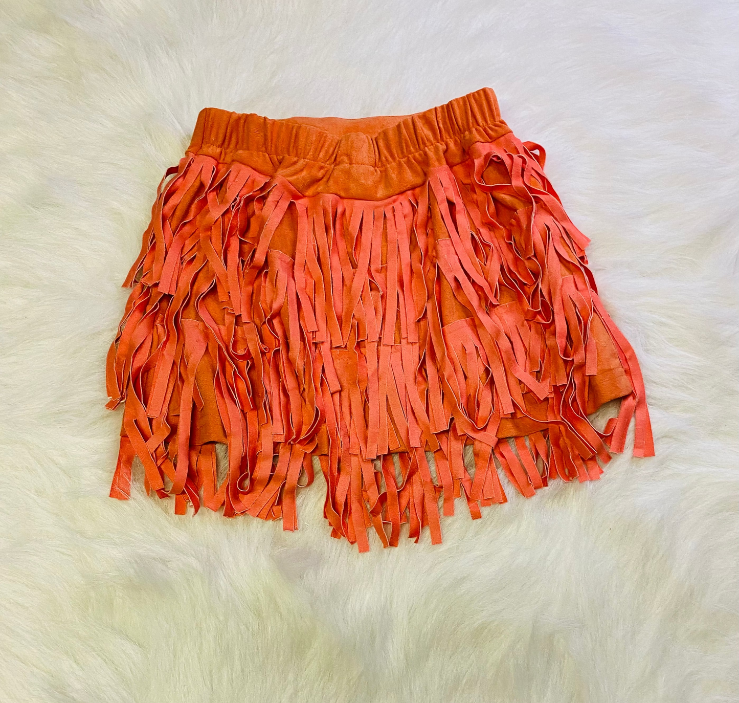 379-Coral Fringe Skirt