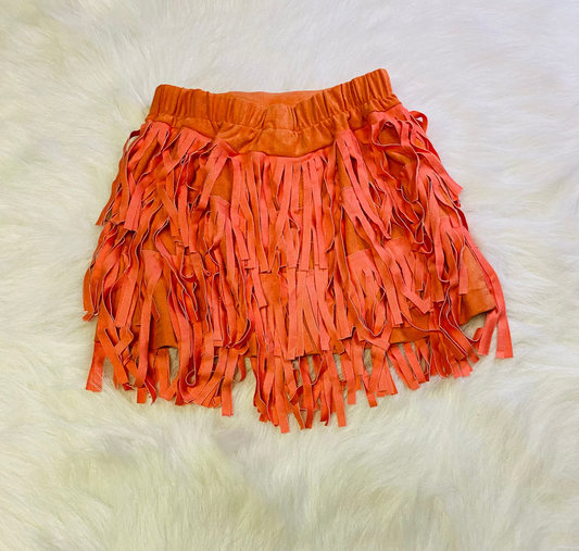 379-Coral Fringe Skirt