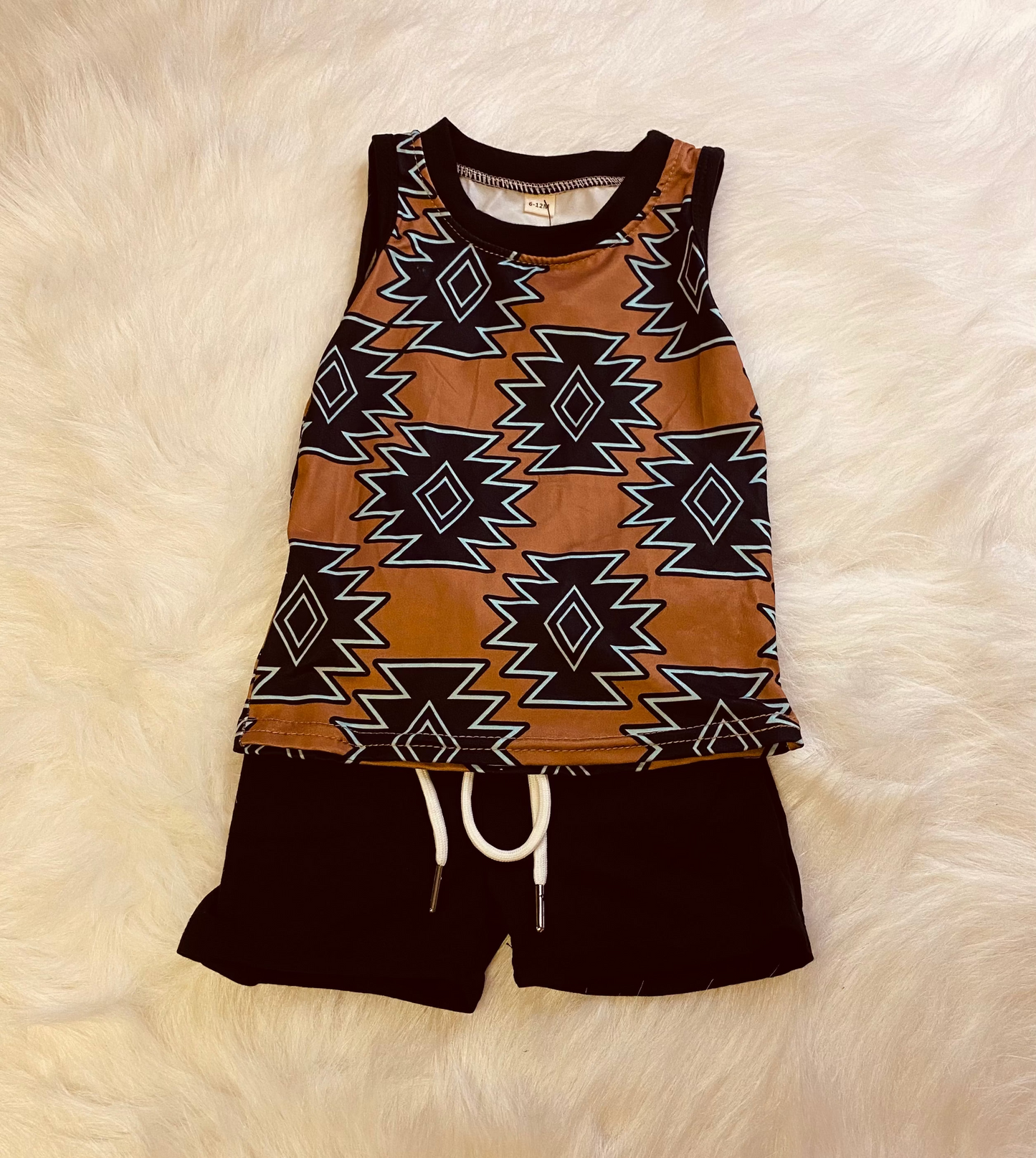386- Brown/Black Aztec Short Set