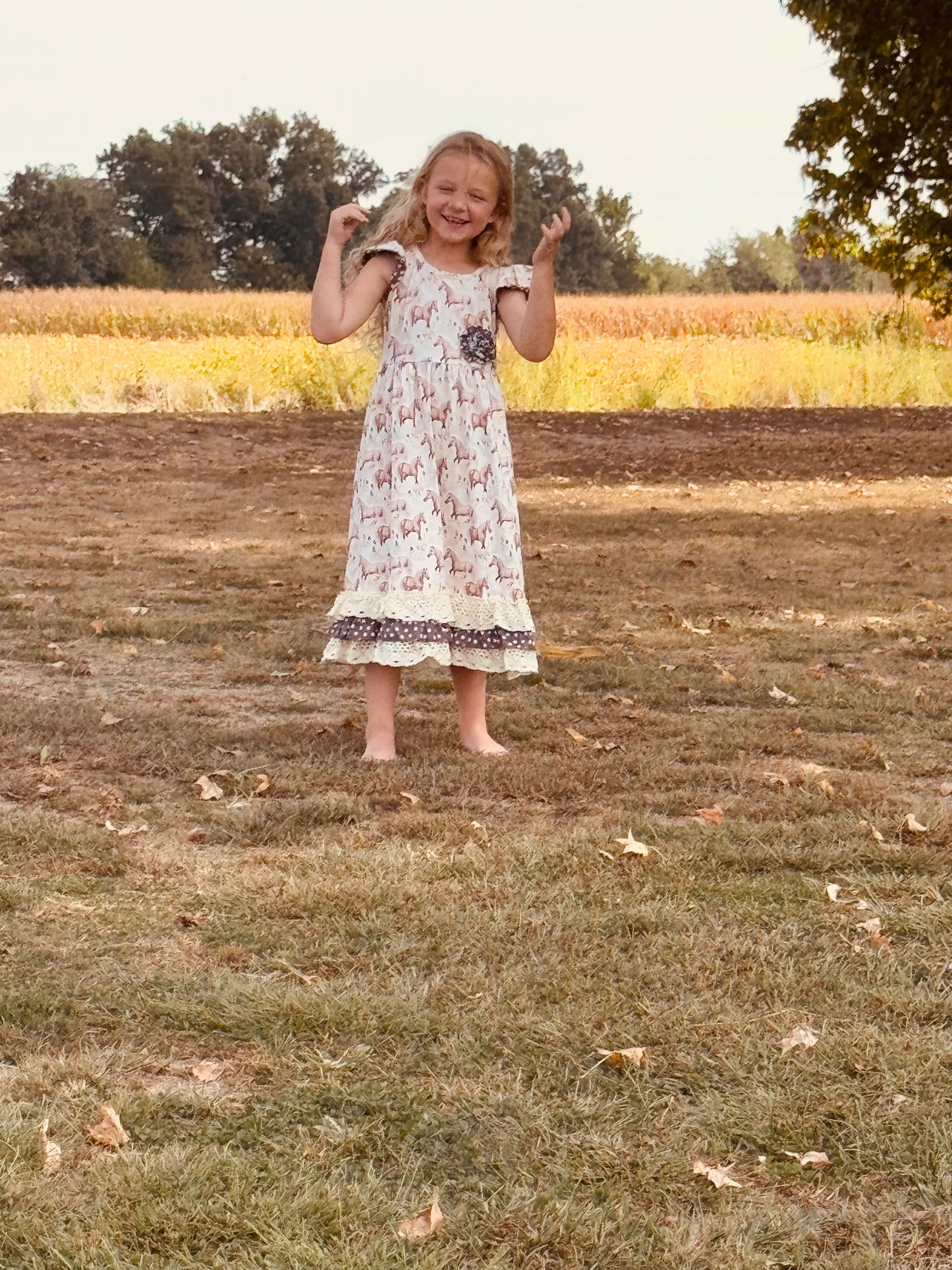 657 Creme Horse Dress