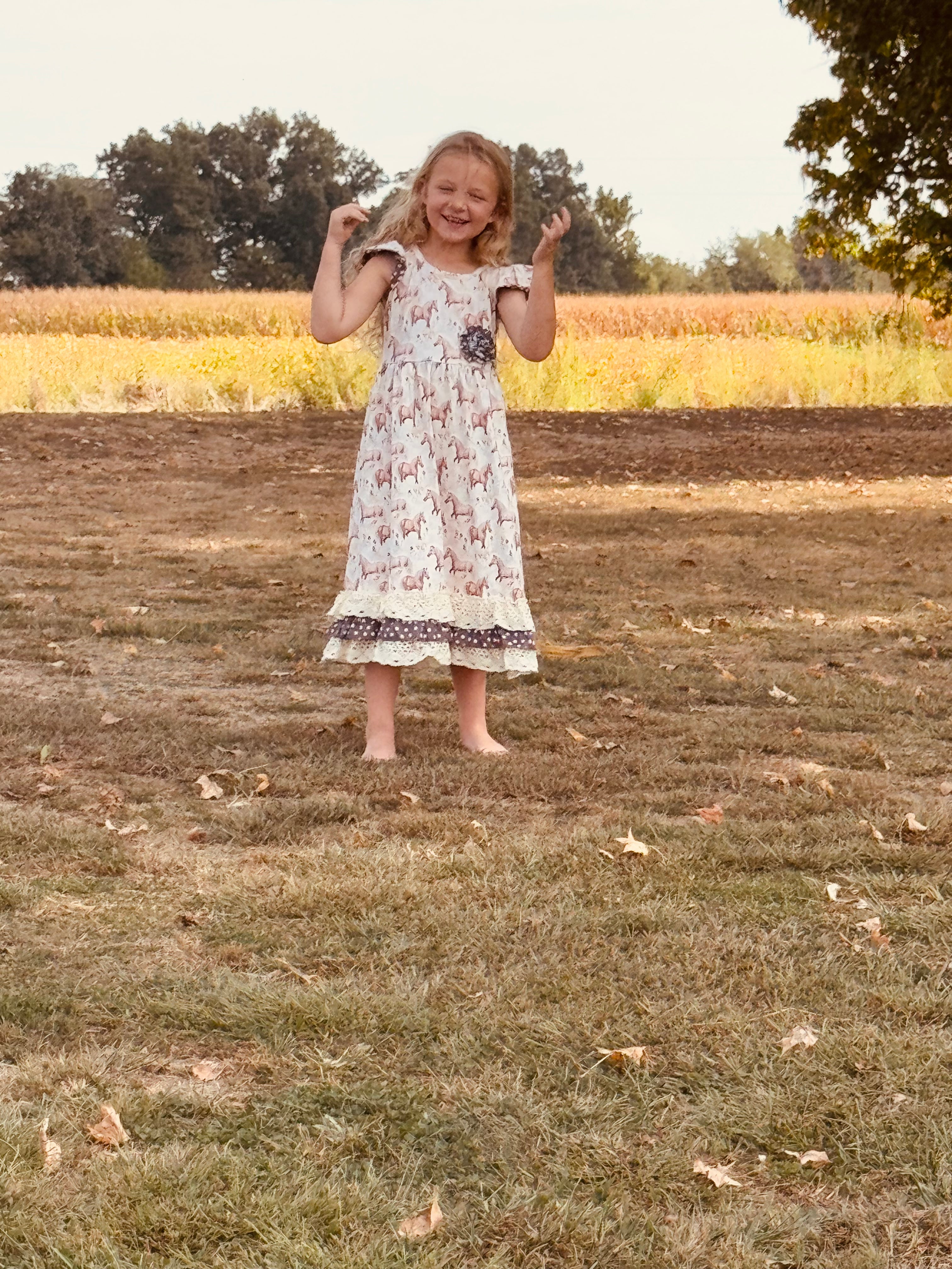 657 Creme Horse Dress