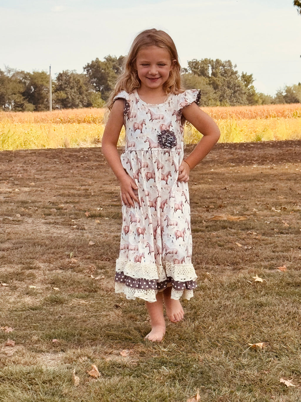 657 Creme Horse Dress