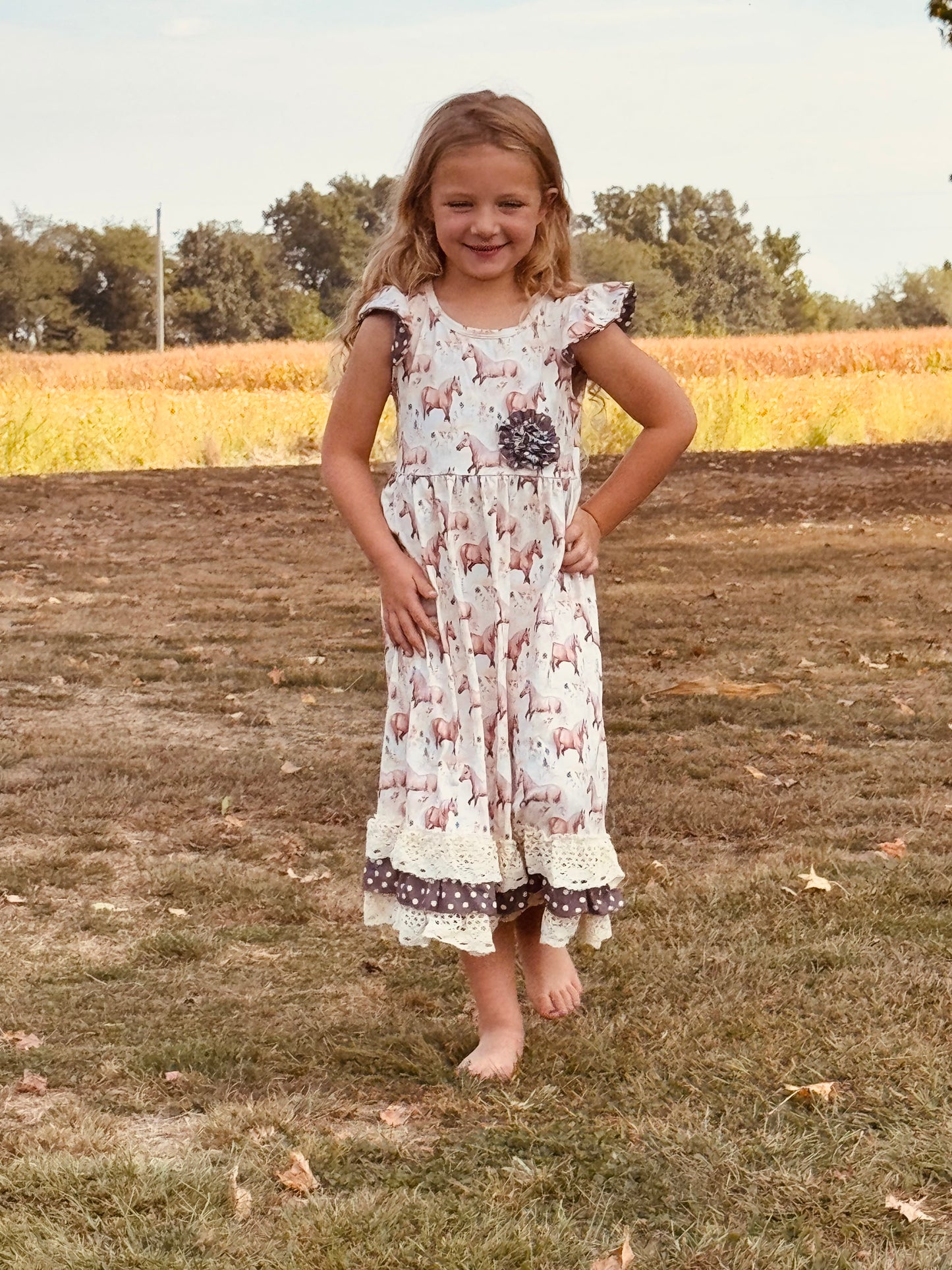 657 Creme Horse Dress