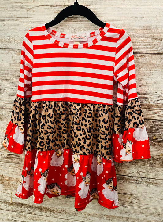 Item 320 Stripes and Santa Ruffle Dress