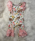 399 Pink Blooms Ruffle Onesie