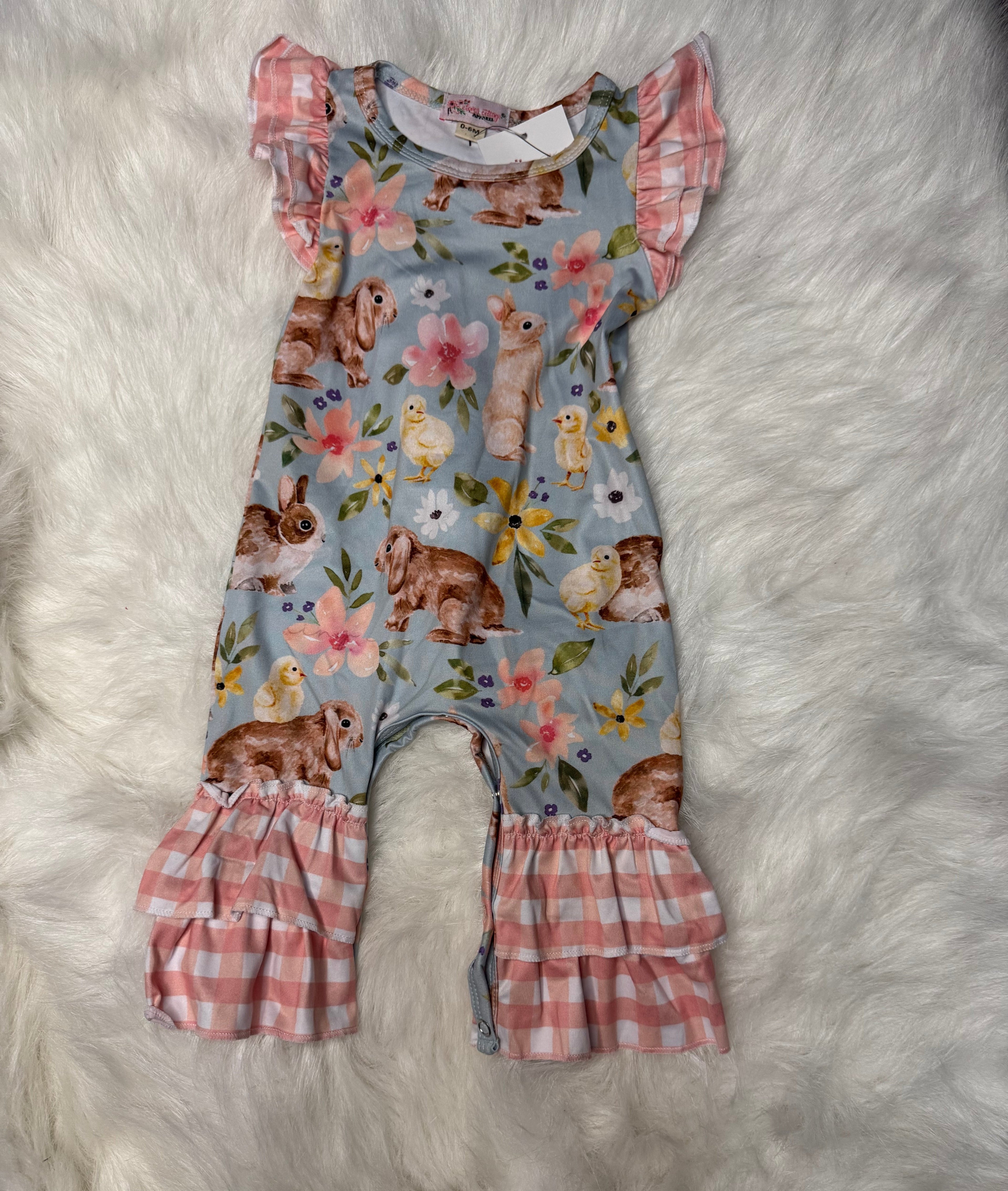 400 Blue Blooms Ruffle Onesie