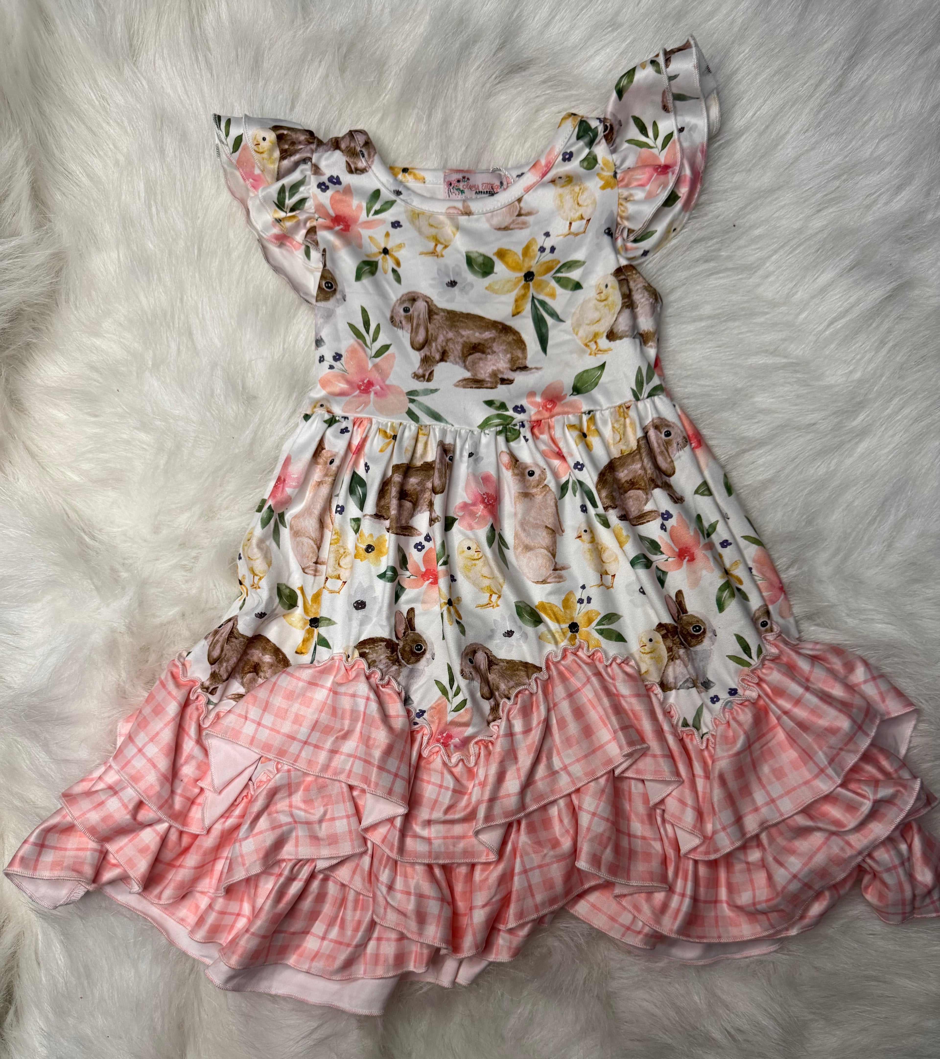 356 Pink Blooms Easter Ruffle Dress