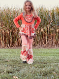 879 Striped Floral Multi-Print Bell Set