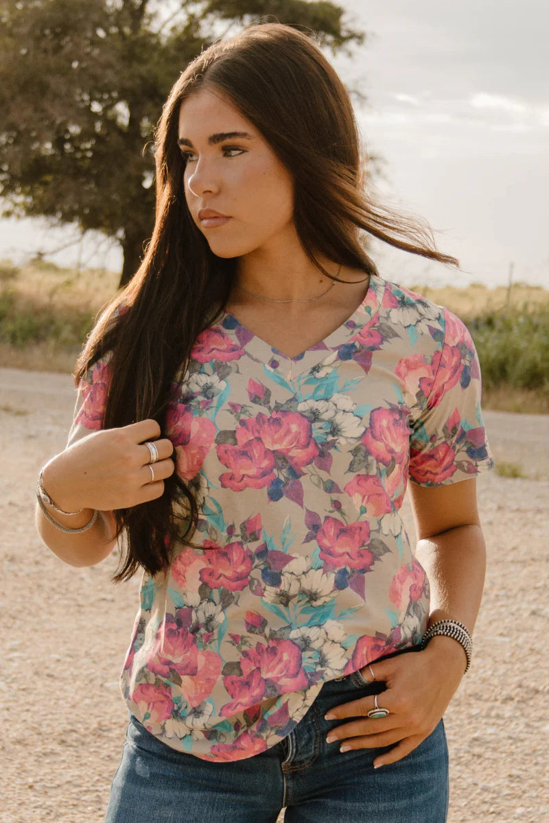 730 Flower V Neck