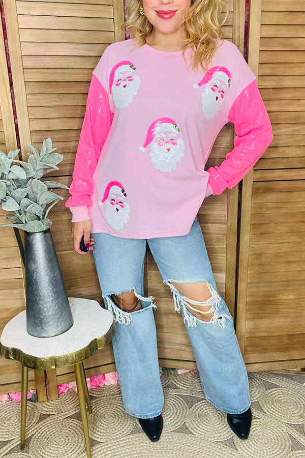746 Christmas Pink Sequin Santa