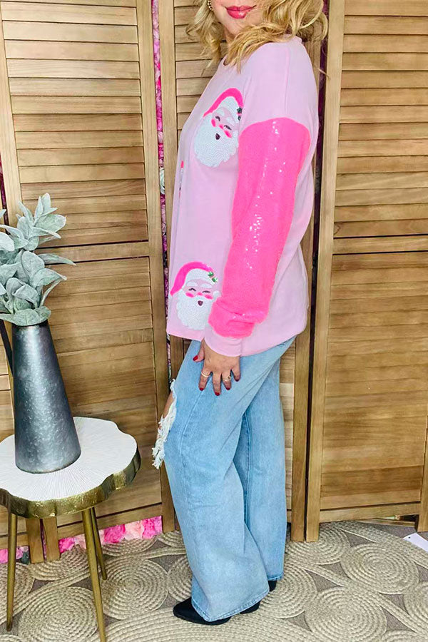 746 Christmas Pink Sequin Santa