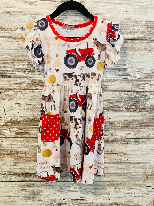 532 Red Tractor Dress
