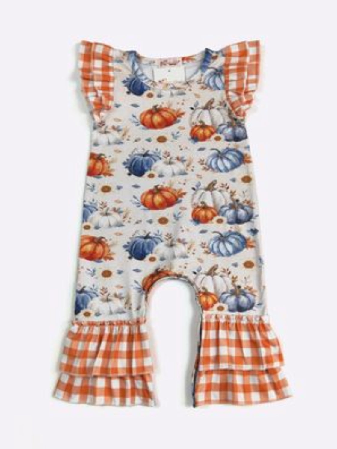 623 Pumpkin Orange Checker Romper