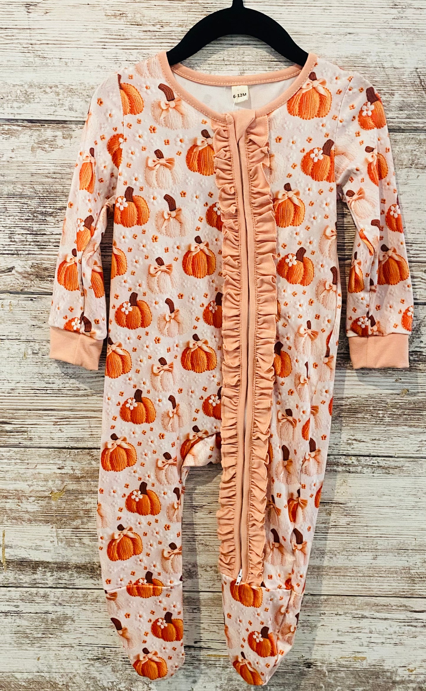 586 Pumpkin Romper with Ruffle