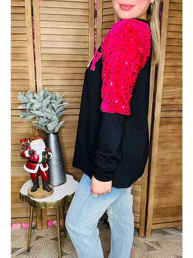 776 Ladies Merry Embroidered Sequin Top