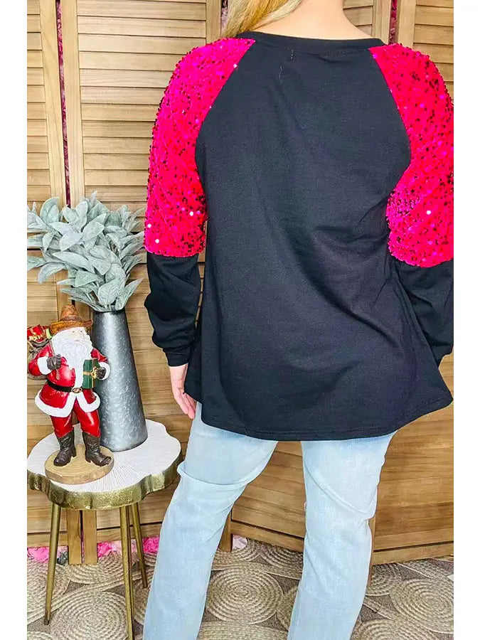 776 Ladies Merry Embroidered Sequin Top