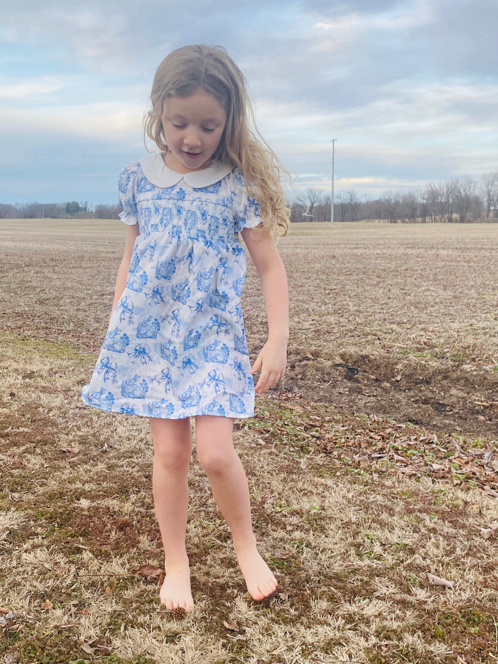 793 Azul Rabbit Smocked Dress