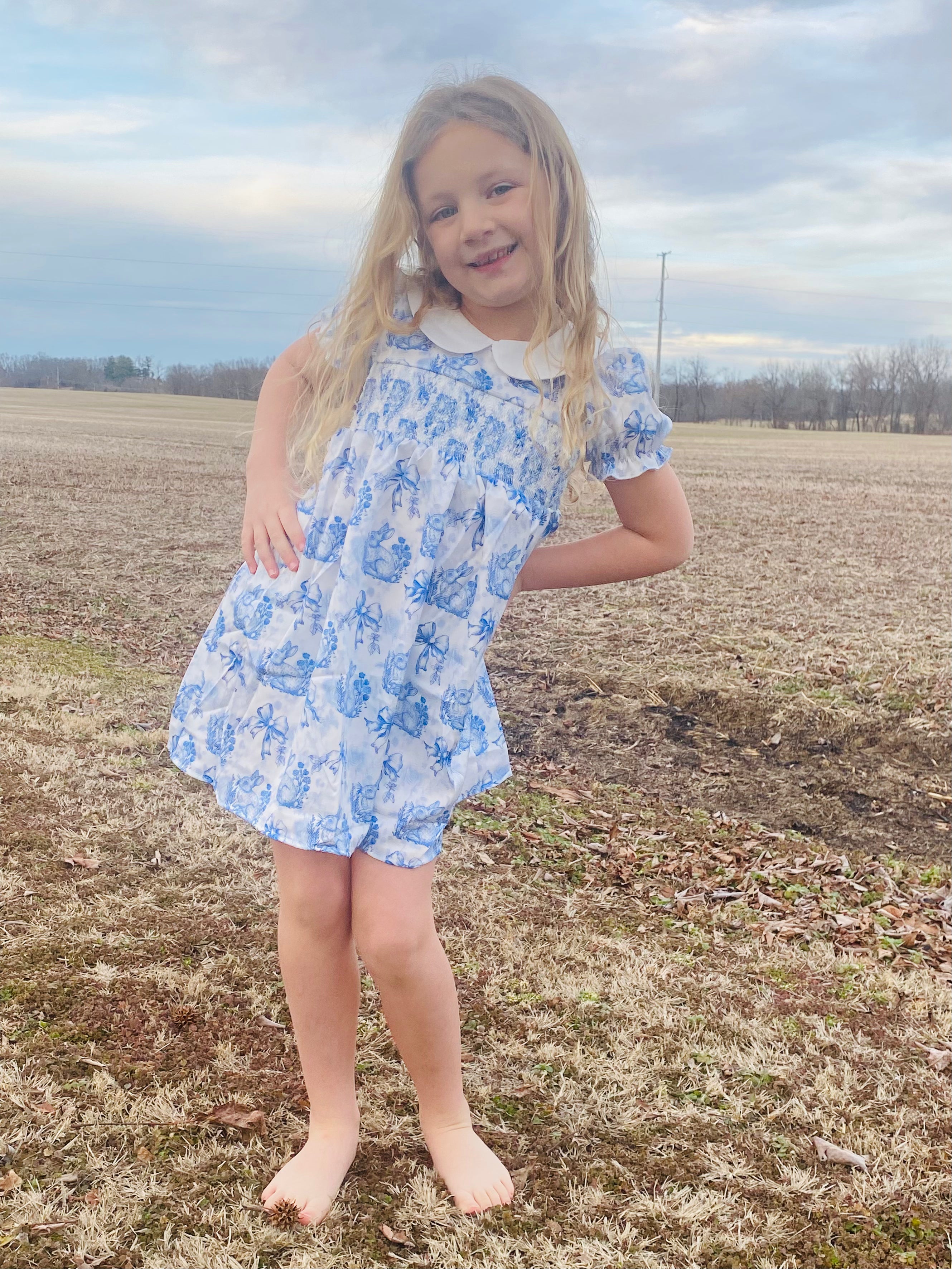 793 Azul Rabbit Smocked Dress