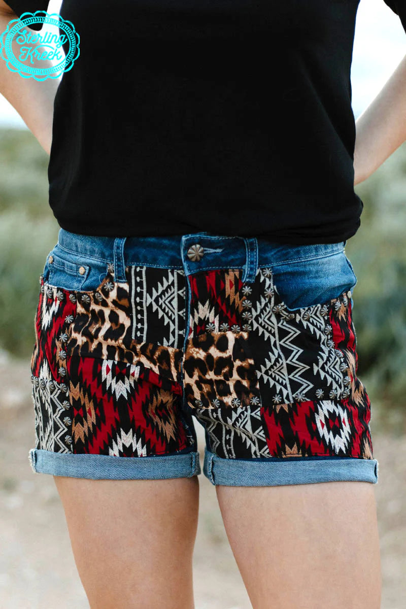 806 Patched Up Shorts- Leopard